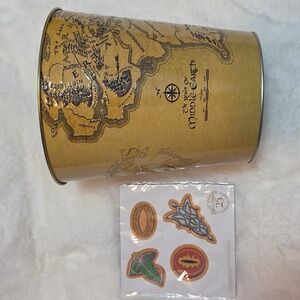 LOTR 25th Anniversary Metal Tin Popcorn Bucket W 4 Magnets The Lord Of The Rings